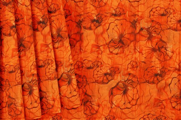 Orange saree with orange border - Image 4