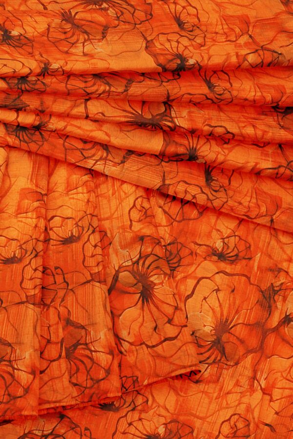 Orange saree with orange border - Image 5