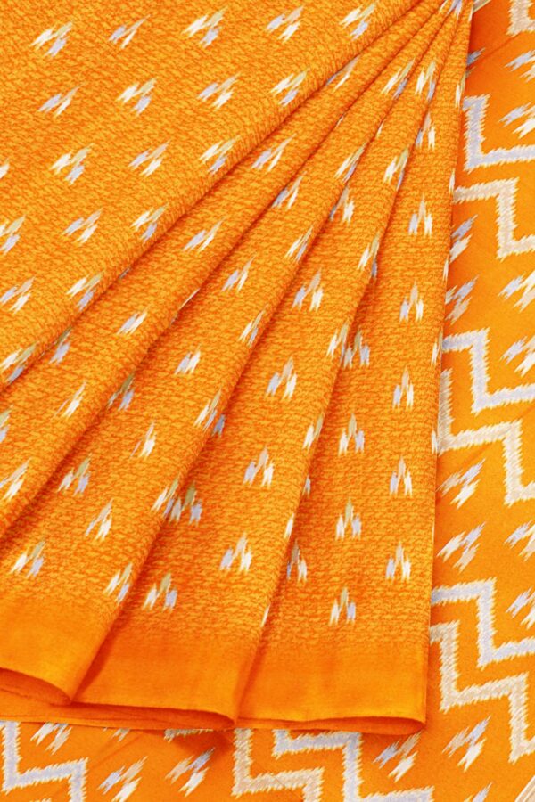 Orange saree with orange border - Image 6