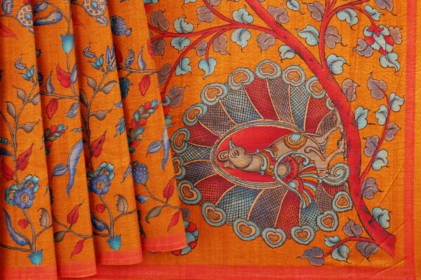 Orange saree with orange border - Image 4