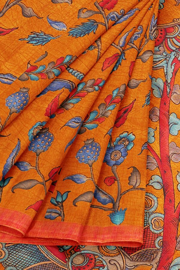 Orange saree with orange border - Image 6