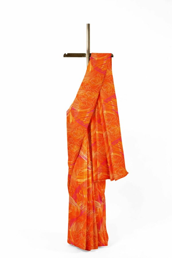 Orange saree with orange border - Image 2