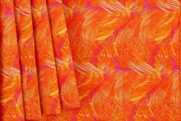 Orange saree with orange border - Image 4