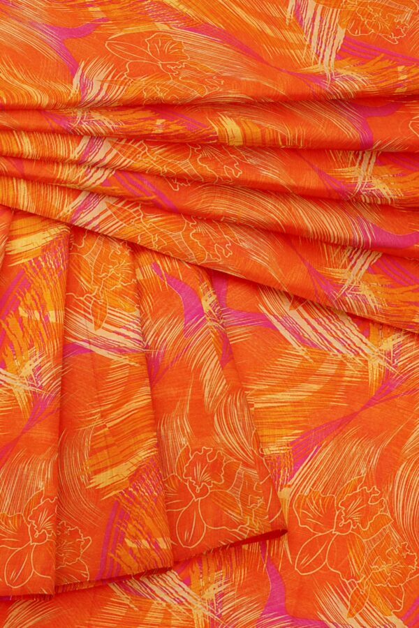 Orange saree with orange border - Image 5