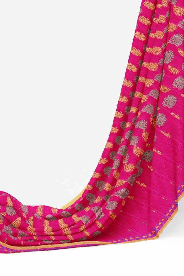 Pink saree with golden border - Image 3
