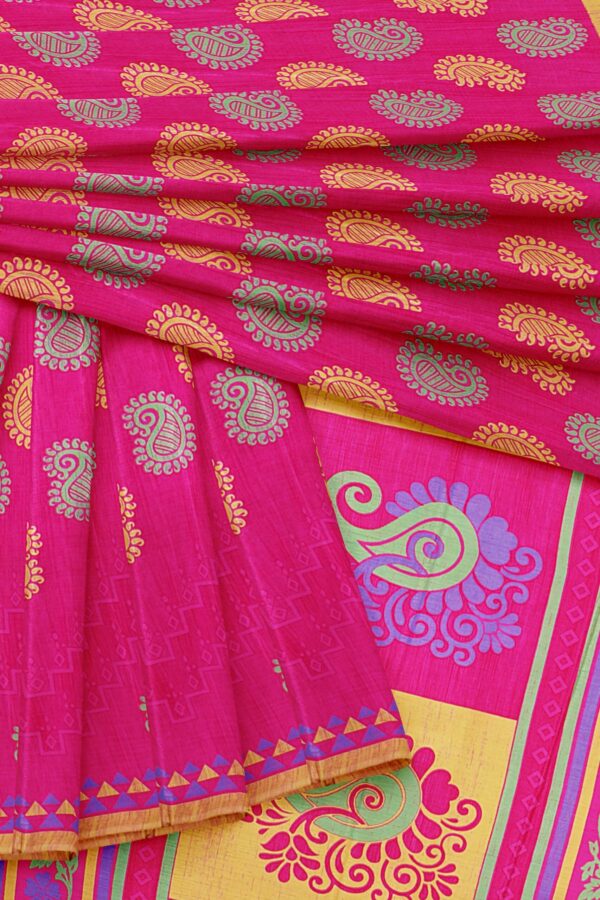 Pink saree with golden border - Image 5