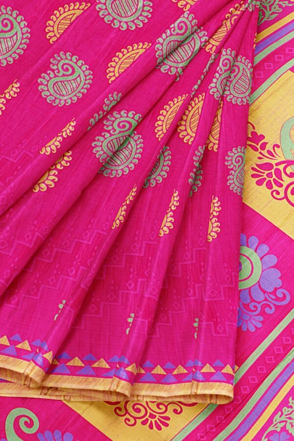 Pink saree with golden border - Image 6