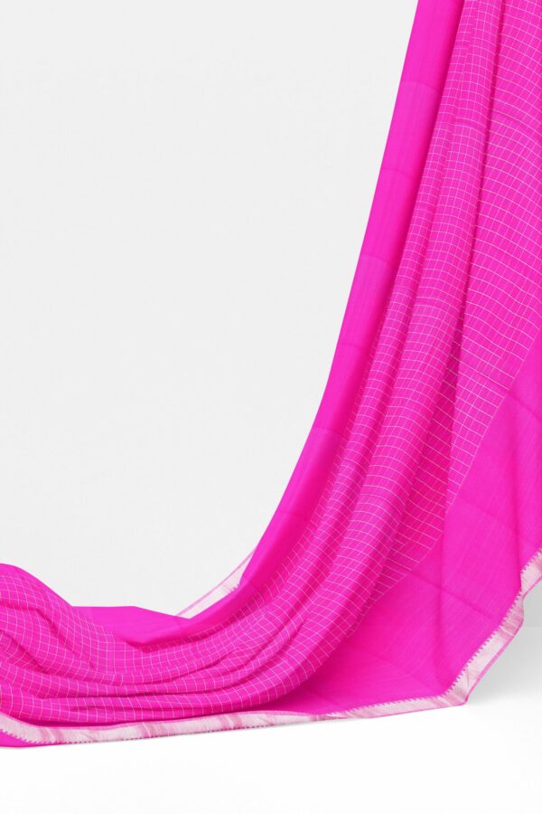 Pink saree with silver border - Image 3