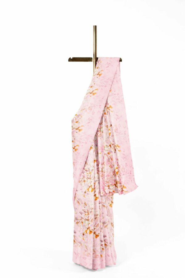 Pinkish white saree with pinkish white border - Image 2