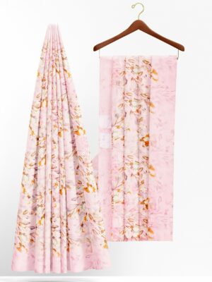 Pinkish white saree with pinkish white border