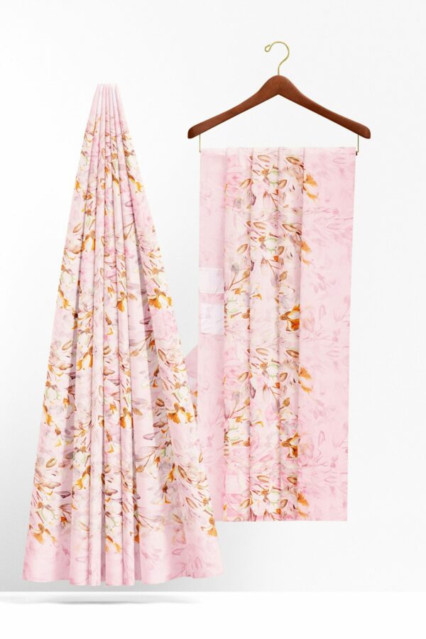 Pinkish white saree with pinkish white border