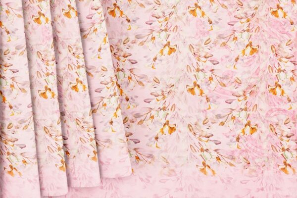 Pinkish white saree with pinkish white border - Image 4