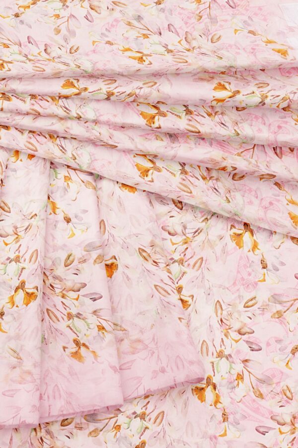 Pinkish white saree with pinkish white border - Image 5