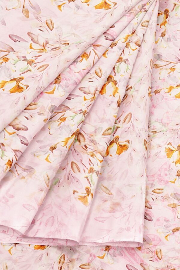 Pinkish white saree with pinkish white border - Image 6