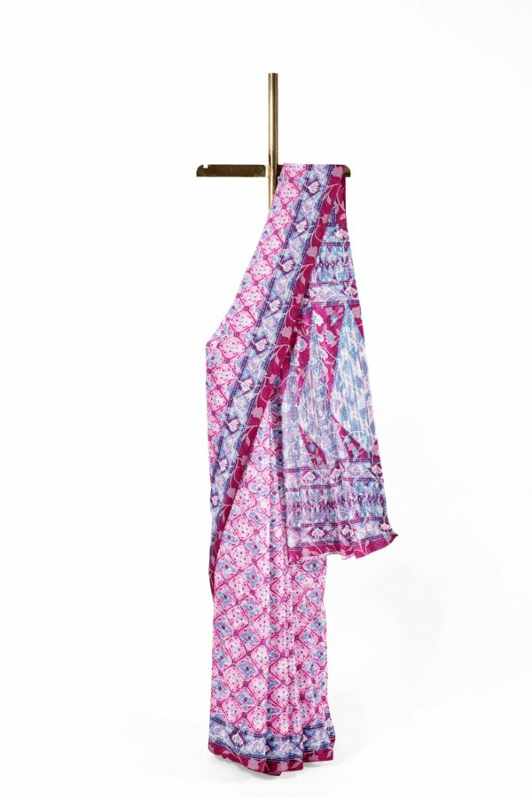 Purple saree with magenta border - Image 2