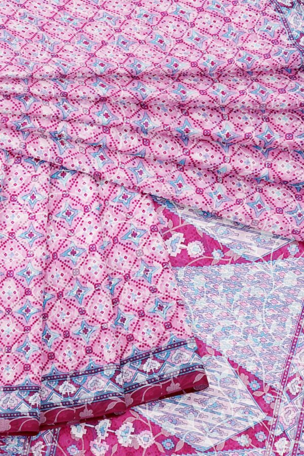 Purple saree with magenta border - Image 5