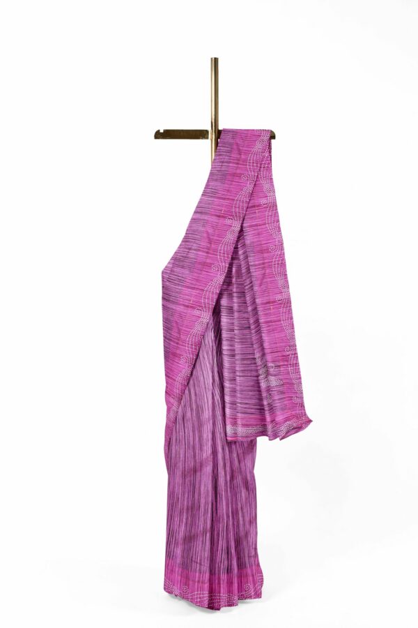 Purple saree with purple border - Image 2