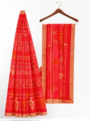 Red saree with golden colour border