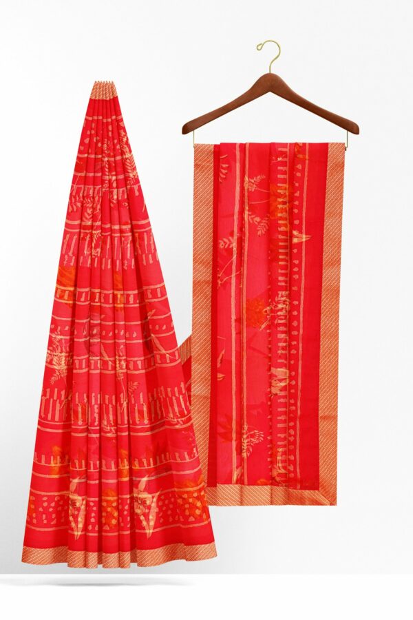 Red saree with golden colour border