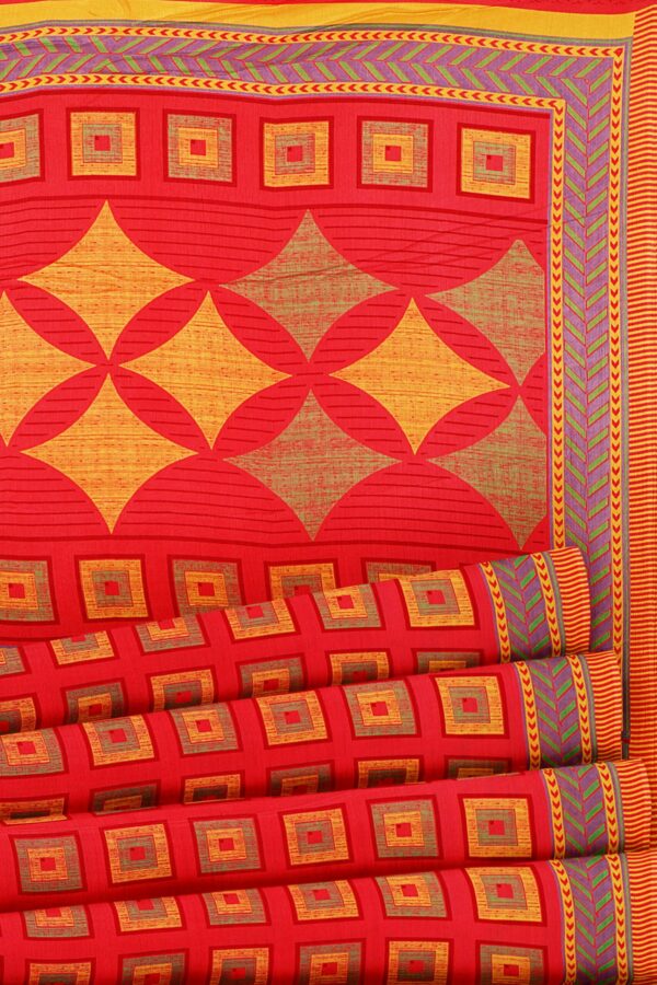 Red saree with red border - Image 4
