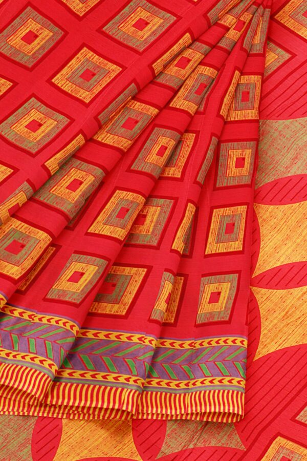Red saree with red border - Image 6