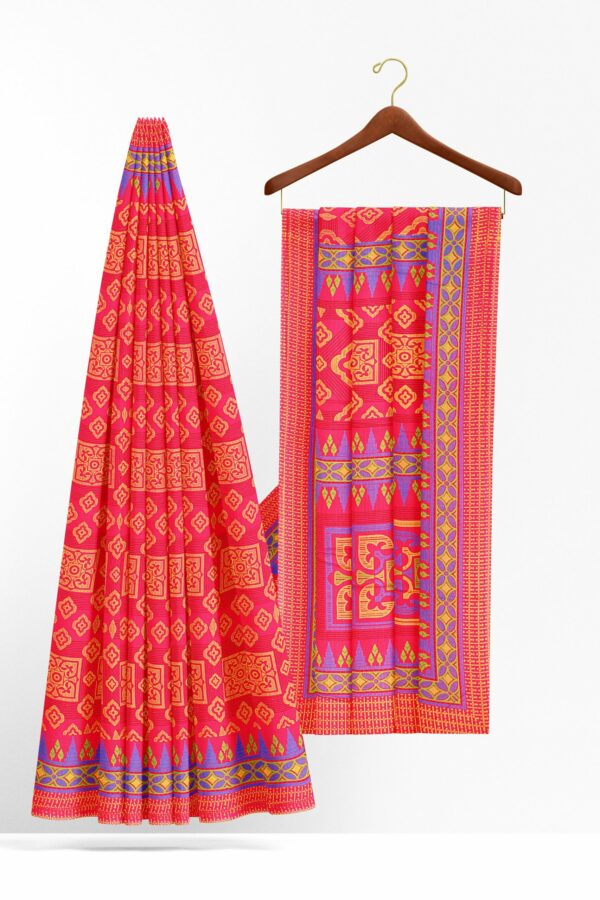 Red saree with red border