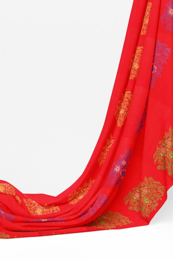 Red saree with red border - Image 3