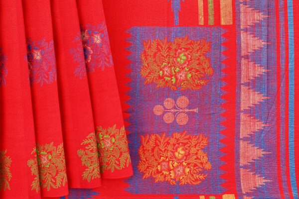 Red saree with red border - Image 4