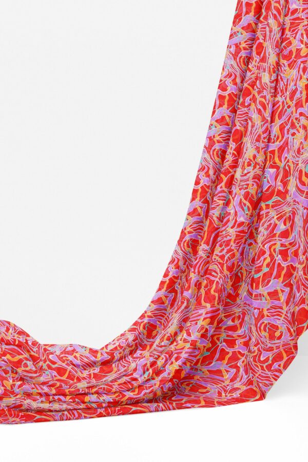 Red saree with red border - Image 3