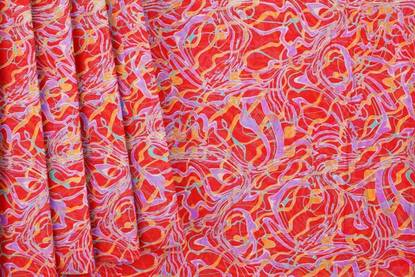 Red saree with red border - Image 4