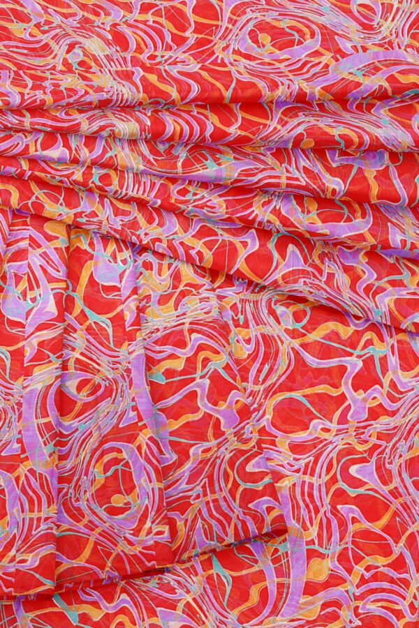 Red saree with red border - Image 5