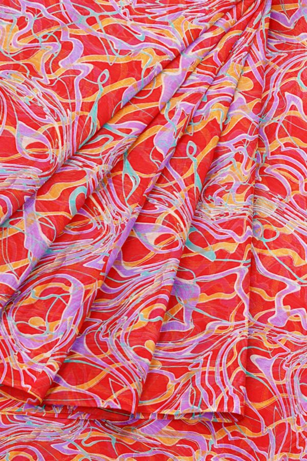 Red saree with red border - Image 6