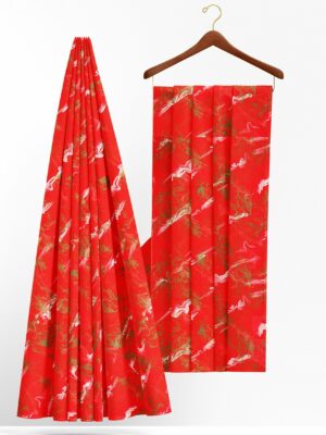 Red saree with red border