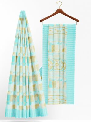 Sky blue saree with blue border