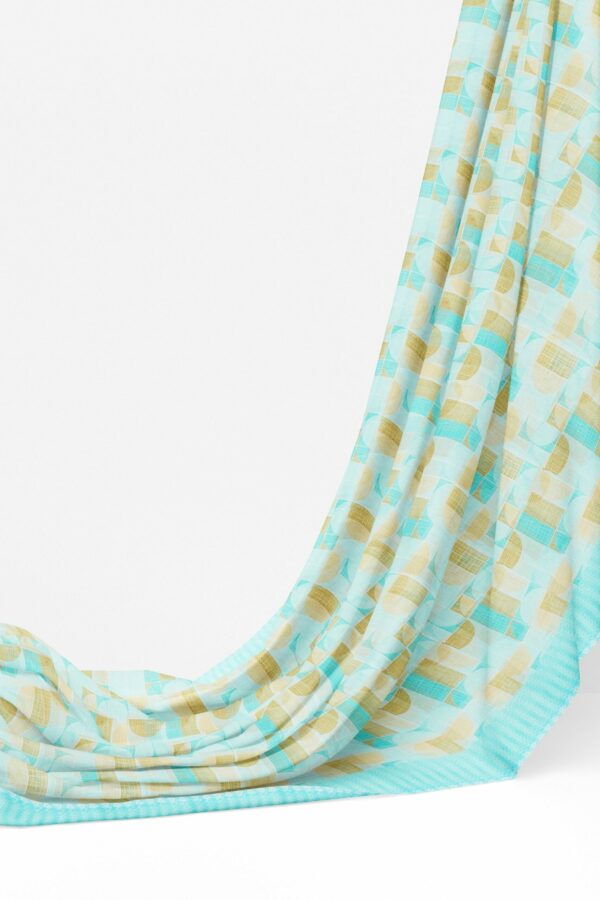 Sky blue saree with blue border - Image 3