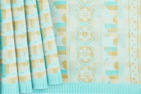 Sky blue saree with blue border - Image 4