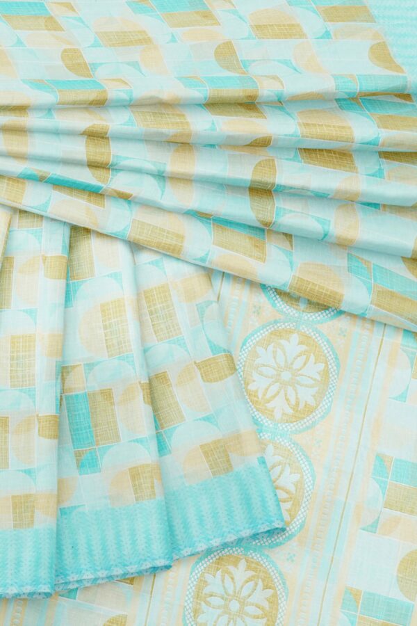 Sky blue saree with blue border - Image 5