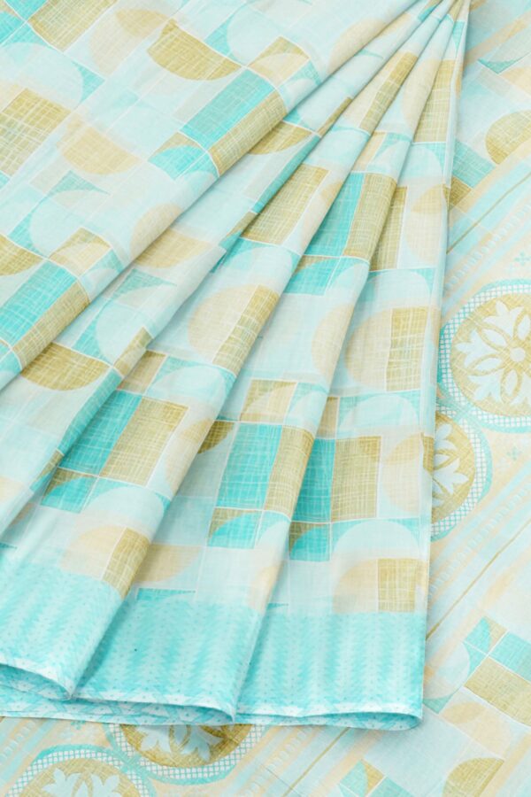 Sky blue saree with blue border - Image 6