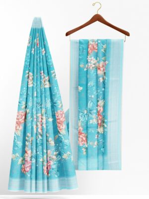 Sky blue saree with light blue border