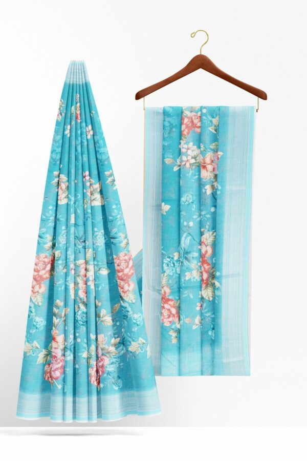 Sky blue saree with light blue border