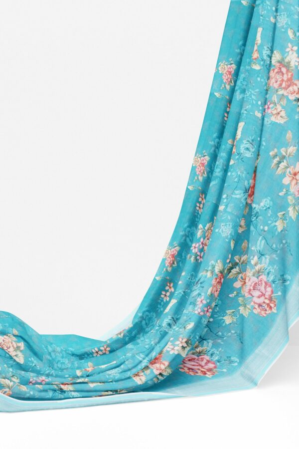 Sky blue saree with light blue border - Image 3