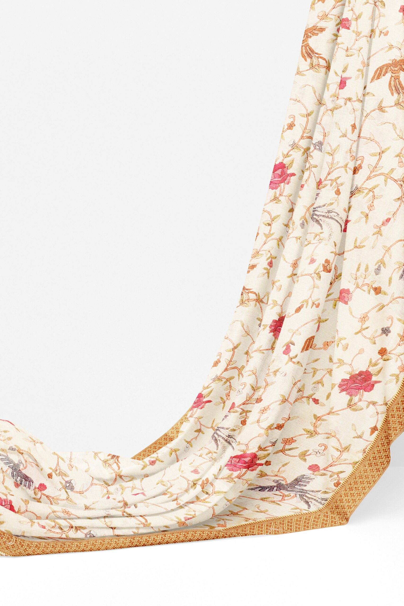 White saree with golden border - Image 3