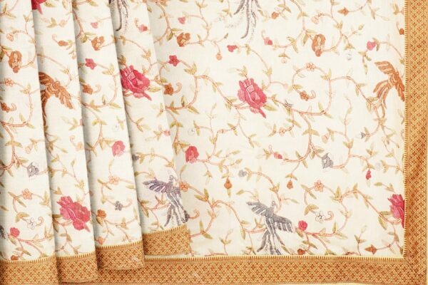 White saree with golden border - Image 4