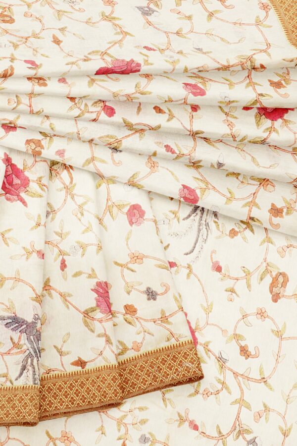 White saree with golden border - Image 5