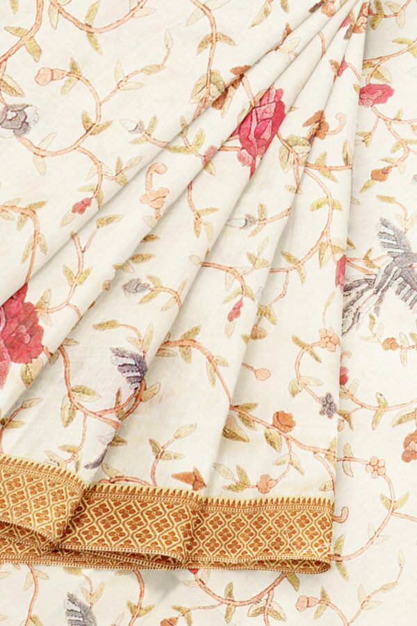 White saree with golden border - Image 6