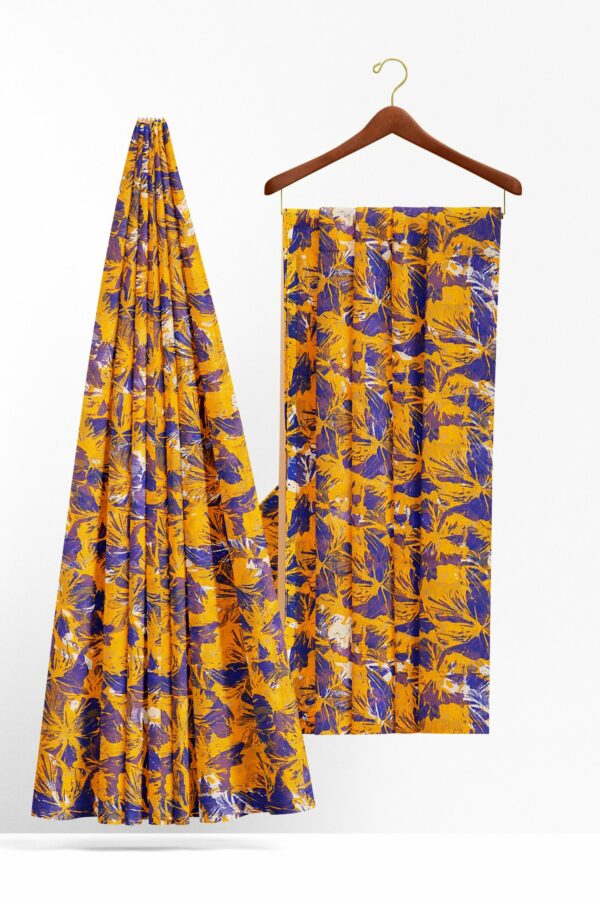 Yellow blue saree with yellow blue border