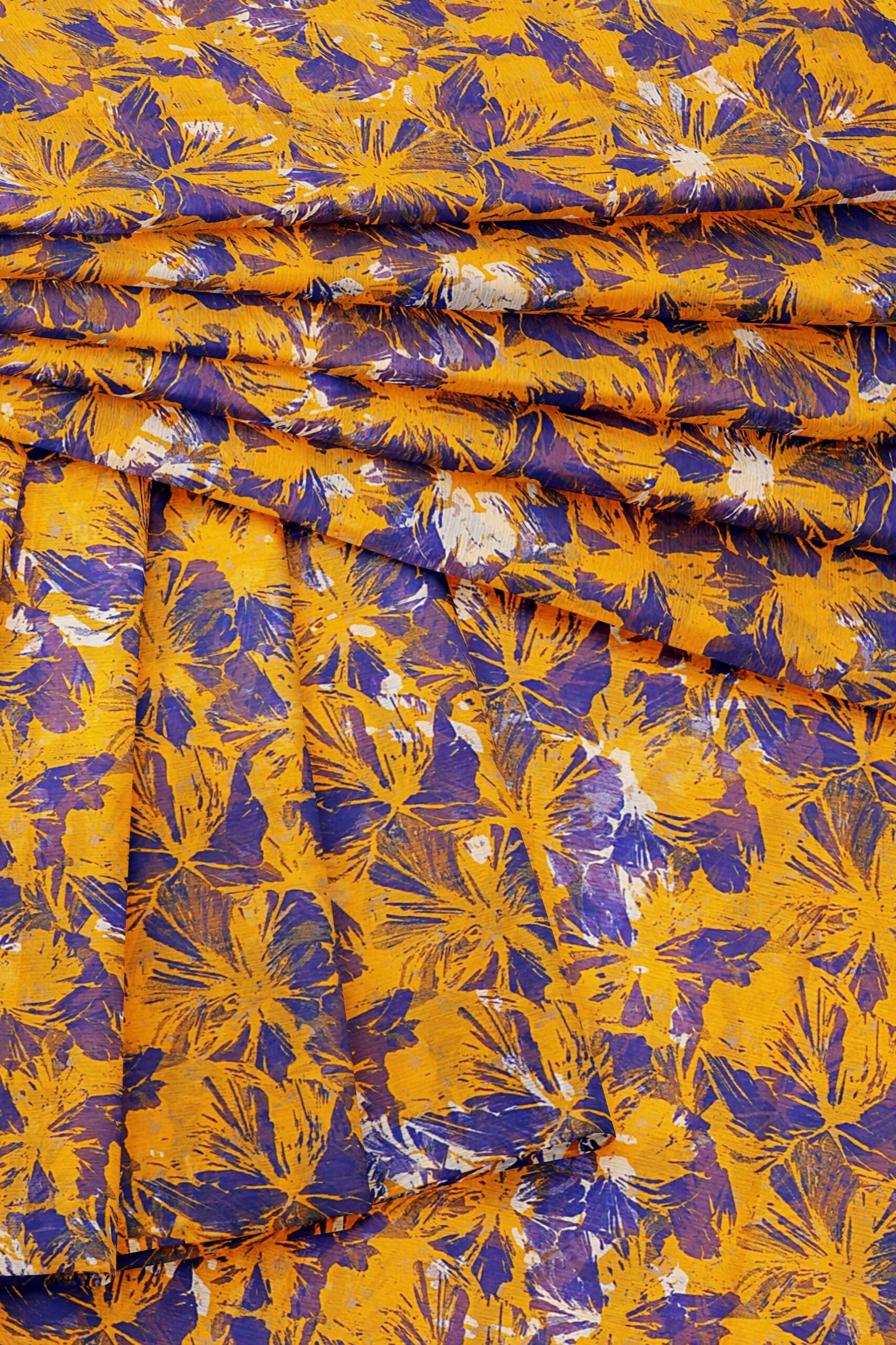 Yellow blue saree with yellow blue border - Image 5