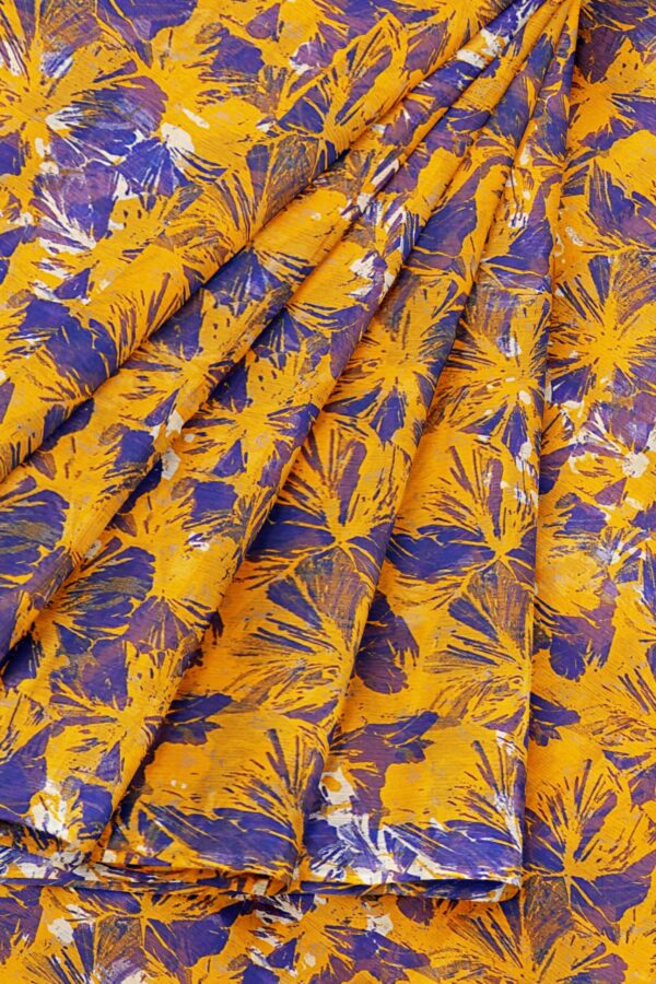 Yellow blue saree with yellow blue border - Image 6