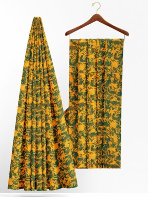 Yellow green saree with yellow green border