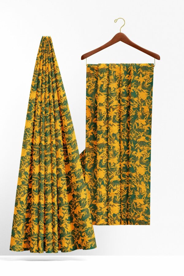 Yellow green saree with yellow green border